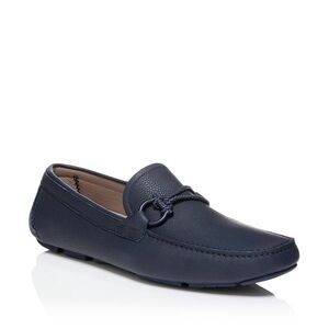 Salvatore Ferragamo Navy Leather Bit-Detail Driving Loafers